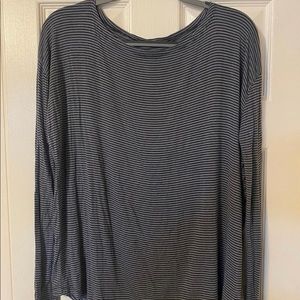 Brandy Melville Grey and Black Stripped Long Sleeve